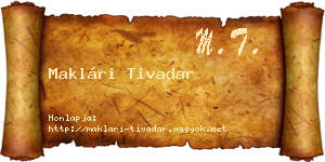 Maklári Tivadar névjegykártya